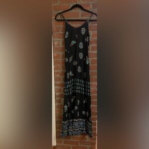 Band of Gypsies Black Maxi Skirt with Blue and Yellow Accents